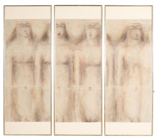 Jamali "Three Standing Figures" Triptych 1980