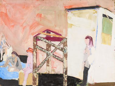 Joan Brown "Models Pondering Construction" Collage