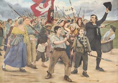 Andre Brouillet "Bread March to Versailles" Oil