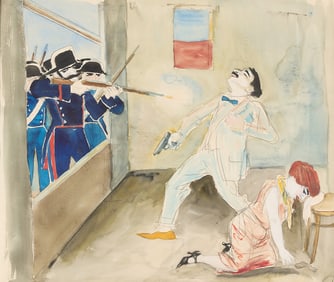 Rudolf Schlichter "Tod des Anarchisten Moro" WC