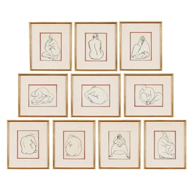 10 Francisco Zuniga Figural Ink Drawings