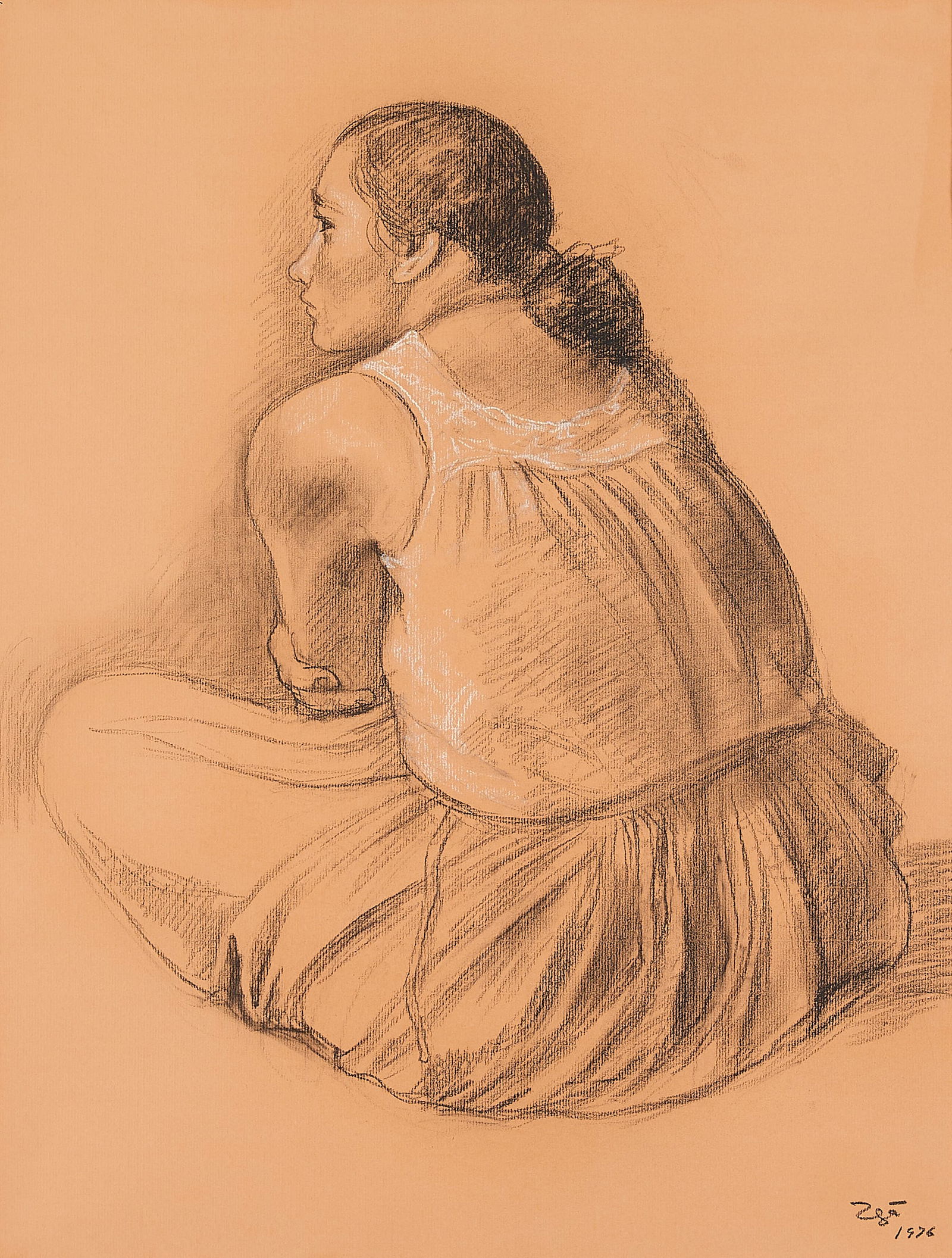 Francisco Zuniga Charcoal Drawing of Woman (1 of 5)