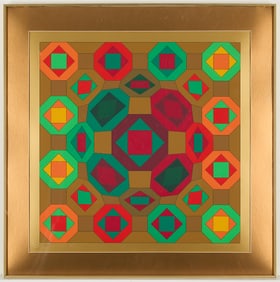 Victor Vasarely "Okta-Or" Op-Art Print 1979