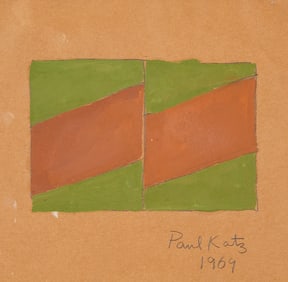 Paul Katz Geometric Oil on Paper Painting