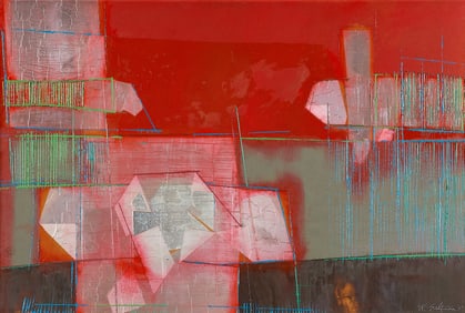 William Saltzman "Metal Foil Collage" Painting