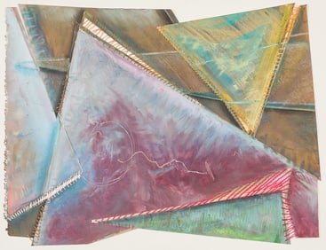 Roxanne Grooms "Green Triangle" Mixed Media