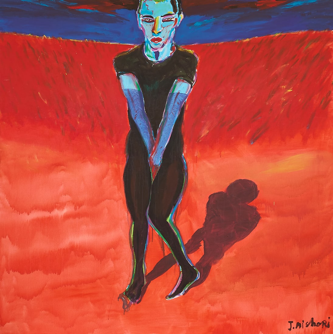 Jacob Mishori "Red Desert" Painting 1983 (1 of 9)