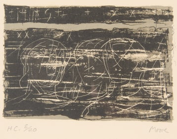 Henry Moore "Three Heads" Lithograph 1973