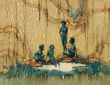 C. Dudley Wood "The Pool" Painting