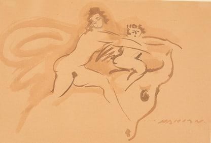 Reuben Nakian Nude & Angel Ink Drawing