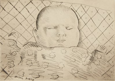 Milton Avery "Sleeping Baby" Drypoint 1933