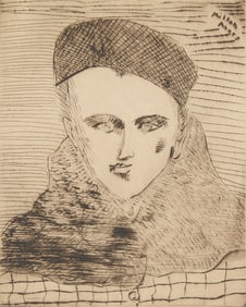 Milton Avery "Sally with Beret" Drypoint