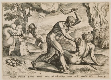 Johann Sadeler "Cain & Abel" Engraving