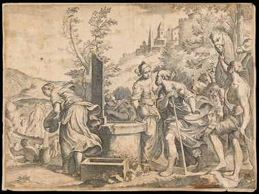 17th c. Water Well Landscape Print