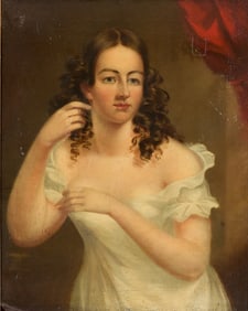 Continental School Portrait Painting of Girl