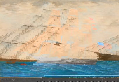 American School Marine Painting 1855