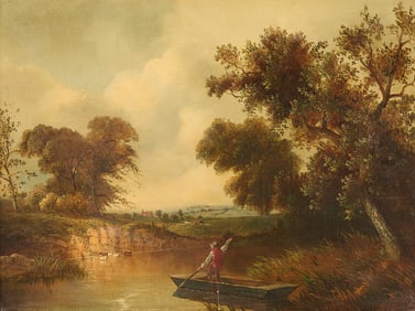 Frederick W. Hulme "On the Thames" Painting