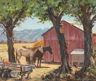 Carl Schmidt Horse Landscape Painting
