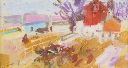 Cameron Booth Fall Day Barns Drawing 1968