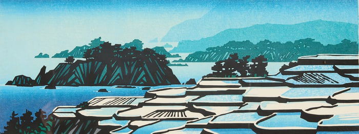 Clifton Karhu "Snow at Tango Cho" Woodblock Print