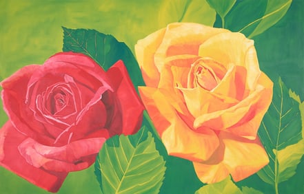 Anne Loch "Red Rose, Yellow Rose" Painting