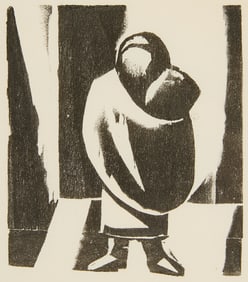 David Siqueiros "Mother & Child" Woodcut