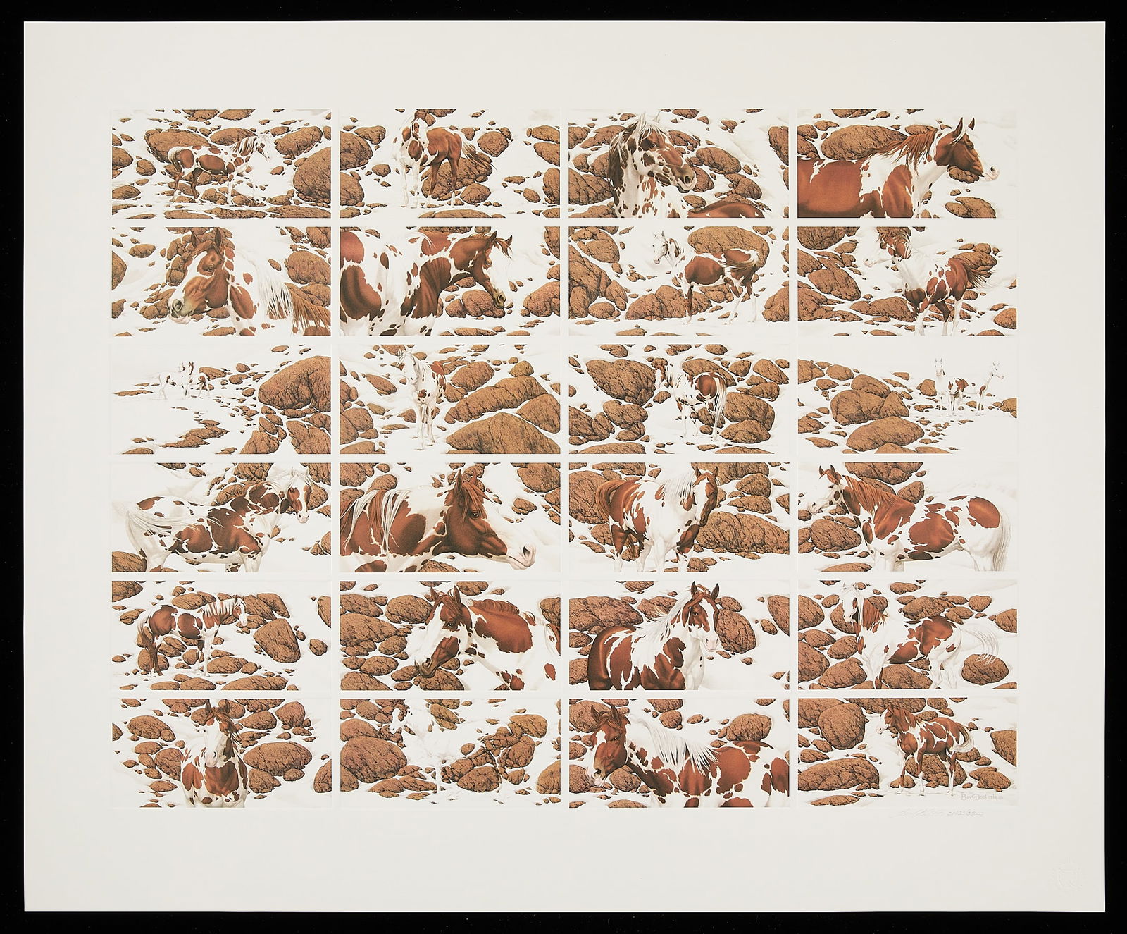 Bev Doolittle "Hide and Seek" Print in Portfolio: Bev Doolittle (American, b. 1947). Lithograph on paper print titled "Hide and Seek," 1990. Pencil signed and editioned 21033/25000 along the lower right. In the original portfolio with certificate of