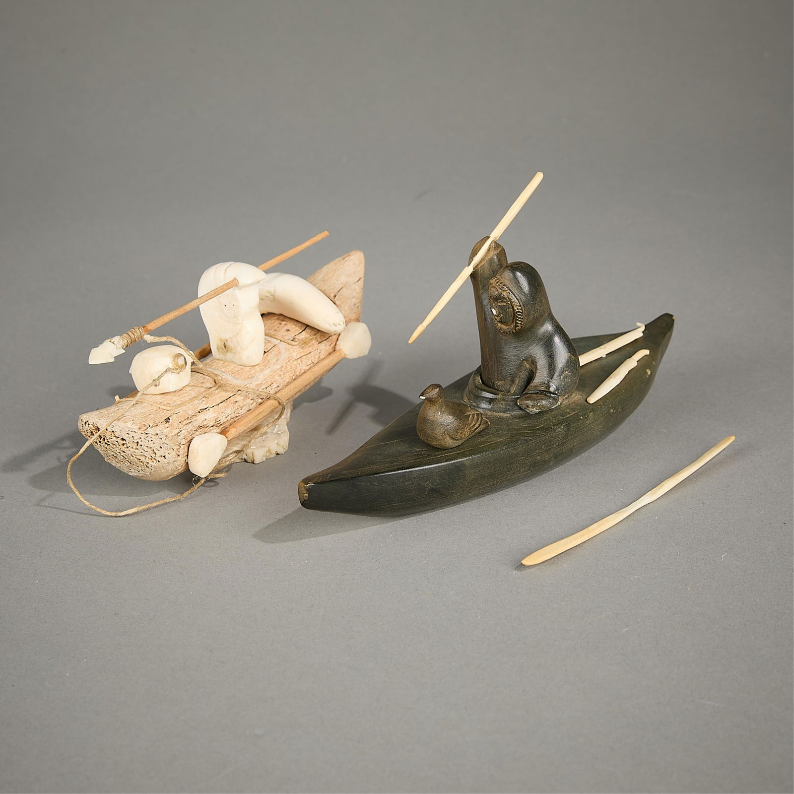 2 Inuit & Inupiaq Model Kayak Boat Carvings (1 of 7)