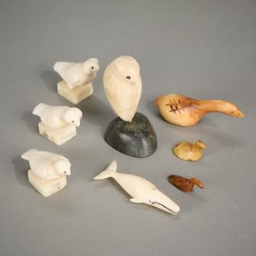 8 Pcs Misc. Inupiak & Yupik Miniature Carvings