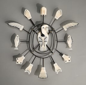 Byron Amos Inuit Loon Mask Spirit Wheel