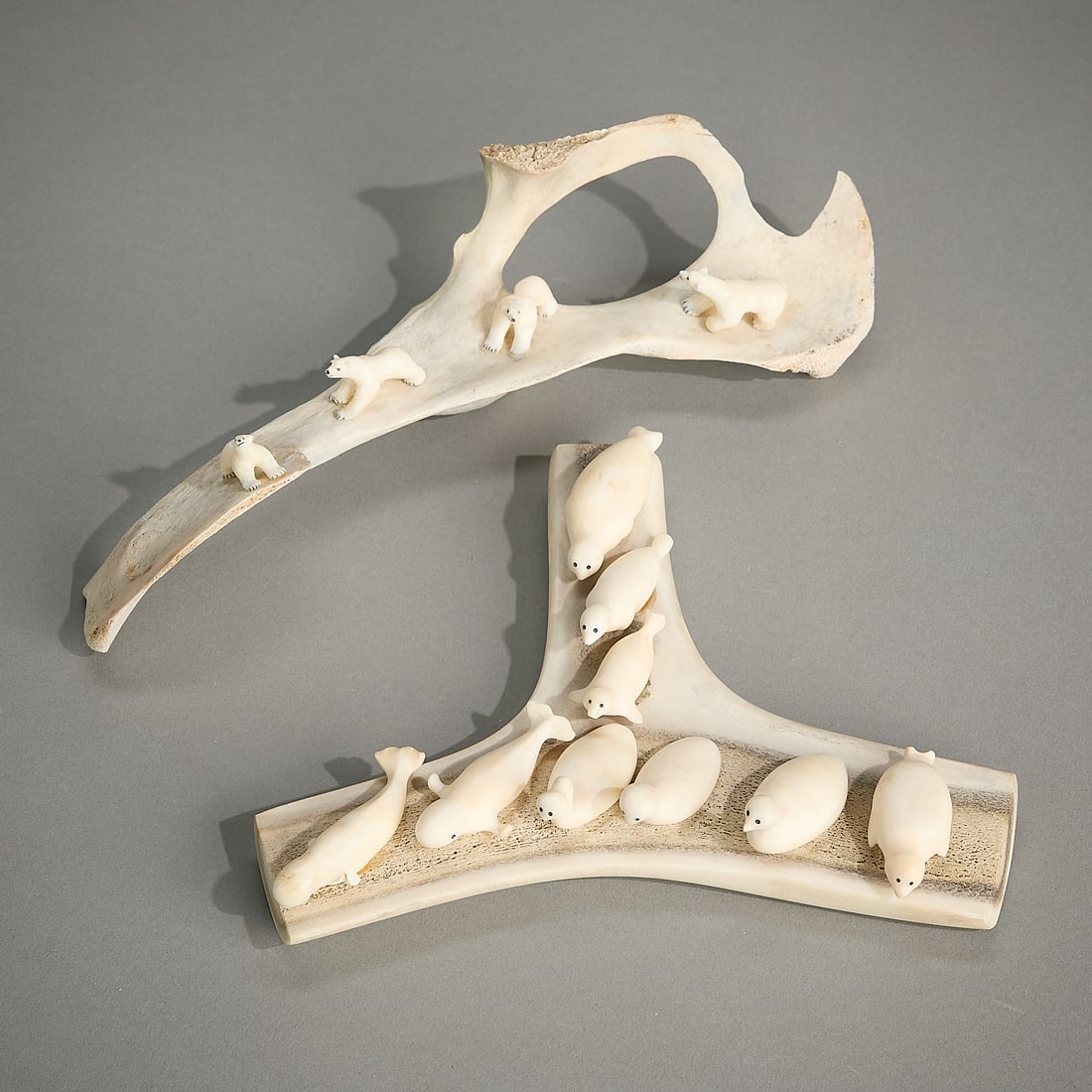 2 Inuit Arctic Scene Carvings Incl. Nick Sikkuark (1 of 7)