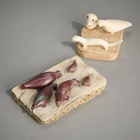 2 Inuit Carved Wildlife Scenes