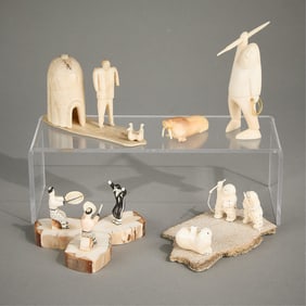 4 Inuit Carved Scenes w/ Figures & Wildlife