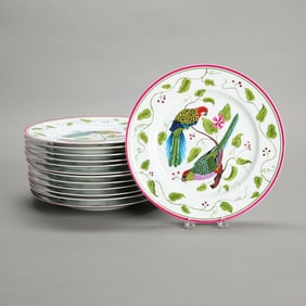 Set 13 Lynn Chase Parrots of Paradise Dinner Plates
