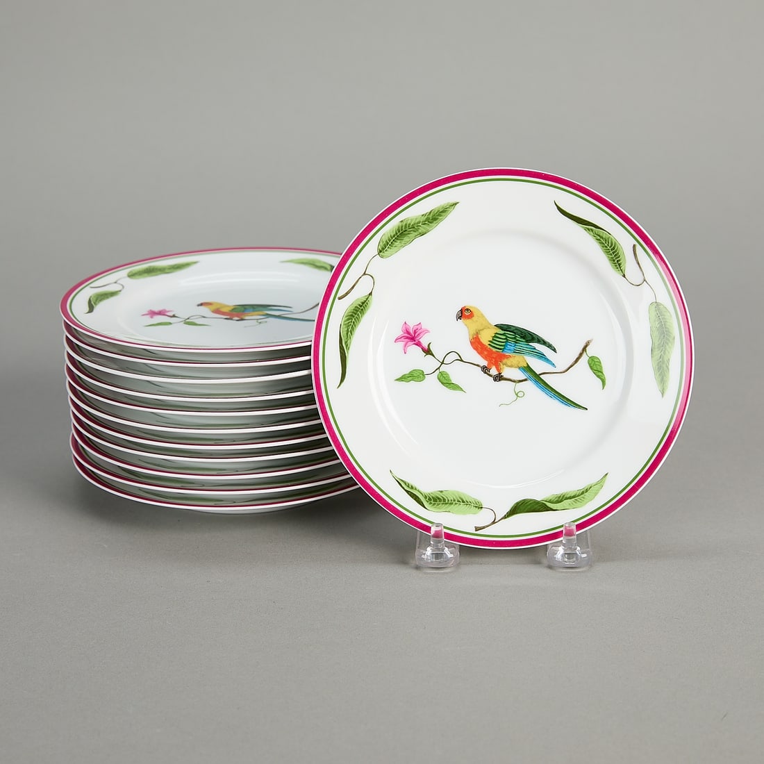 Set 12 Lynn Chase Parrot Dessert Plates (1 of 5)