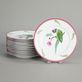 Set 12 Lynn Chase Parrot Lunch Plates