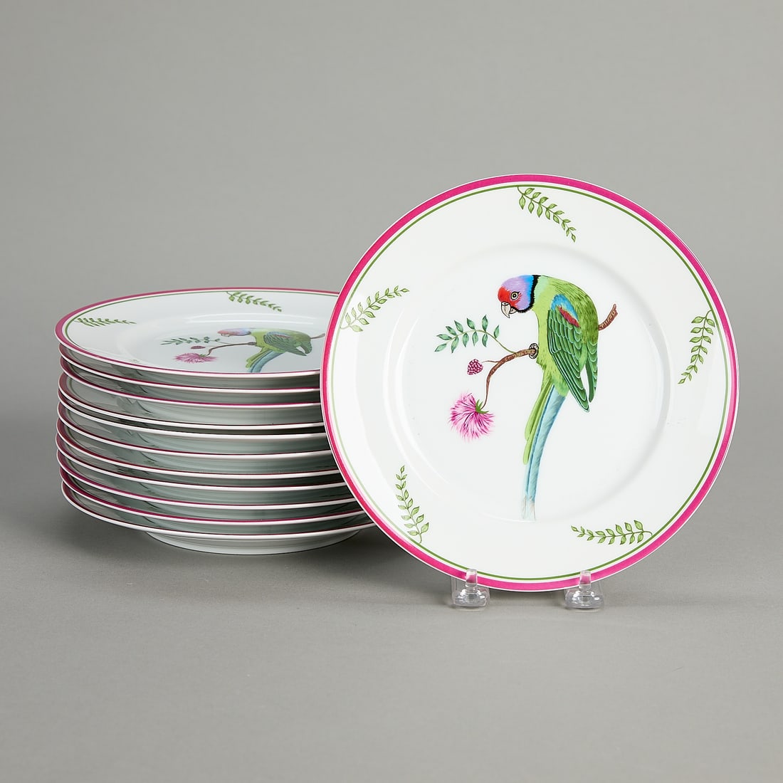 Set 12 Lynn Chase Parrot Lunch Plates (1 of 5)