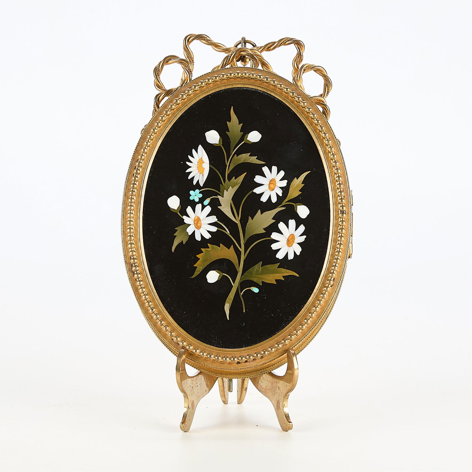 Pietra Dura Gilt Bronze Daisy Double Picture Frame (1 of 5)