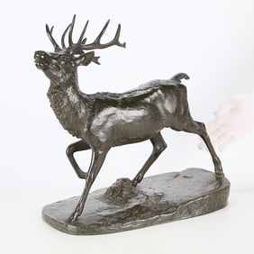 Barye "Cerf Debout (Standing Stag)" Bronze