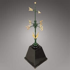 Lrg 20th c. Cast Iron Gilt Weather Vane 7'5"