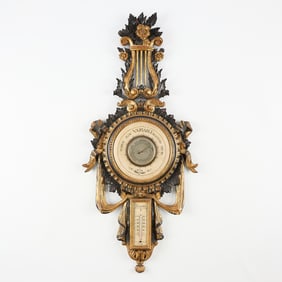 Antique Italian Rococo Carved Gilt Wood Barometer