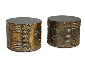 Pr Pearsall for Craft Associates MCM Drum Tables