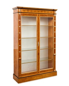 Antique Colombo Mobili Wood & Glass Cabinet