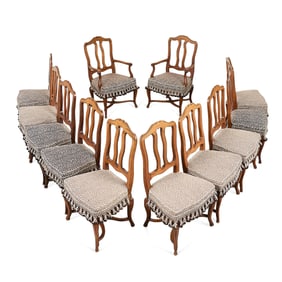 Set 12 French Louis XV Style Carved Wood Chairs