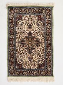 Persian Hand-Knotted Silk Floral Rug 4'x2'6"