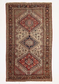 Early 20th c. Persian Wool Qashqai Rug 7'8"x4'6"