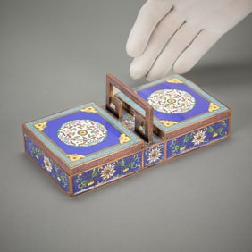 20th c. Chinese Qing Double-Sided Cloisonne Box
