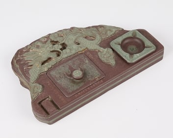 Antique Chinese Stone Dragon Inkwell Set