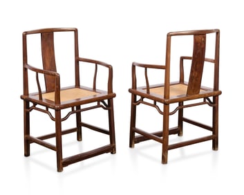 Pr 19th c. Chinese Yoke Back Official's Hat Chairs