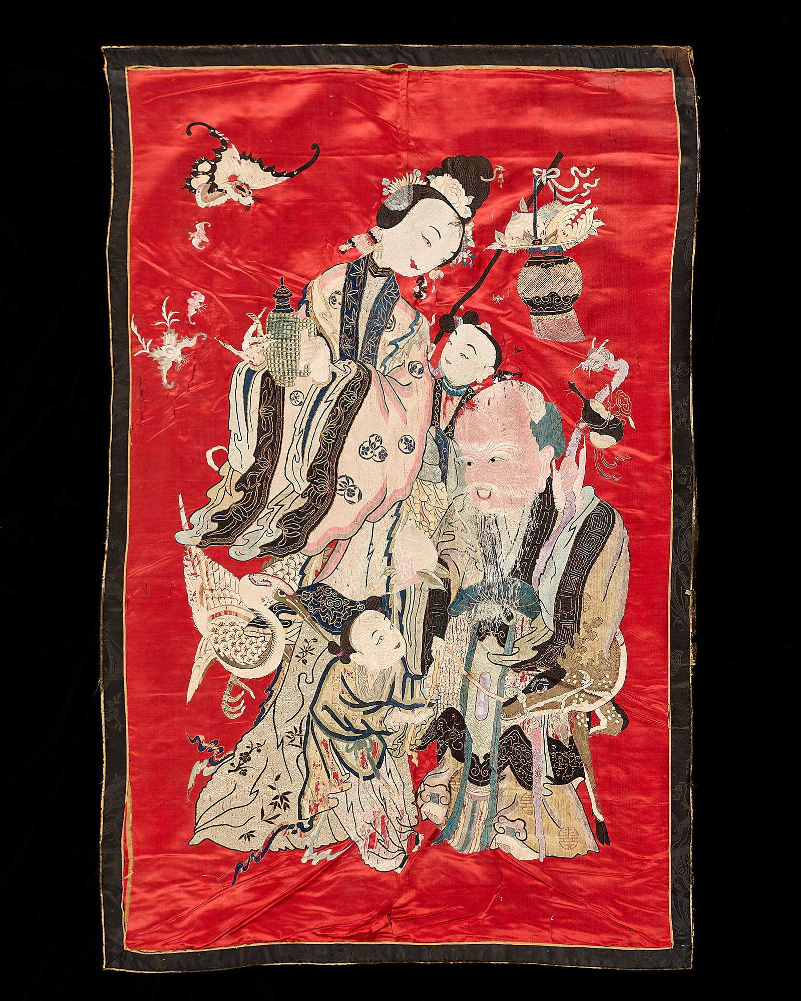 Lrg Chinese Embr. Silk Immortal Panel 5'10\"x3'9\"